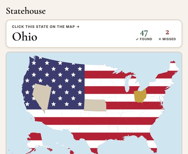 Statehouse - free US states and capitals game